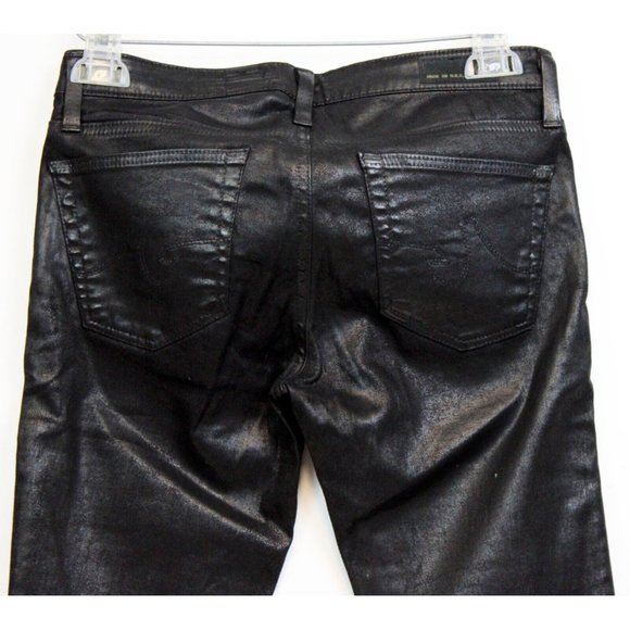 AG Adriano Goldschmied Women Black Shiny sz Jeans 26R Legging Pants Super Skinny - Picture 4 of 8